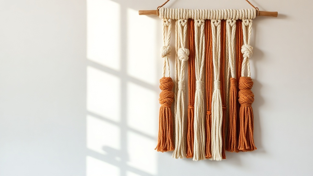 Macramé wall hanging with natural cords